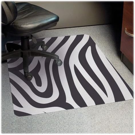 Rectangular Chairmat, Med. Pile, 46"x60", Zebra BK/WE, Sold as 1 Each