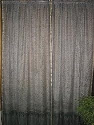 Curtains Window Panels 2 Grey Floral Print Sari Drapes 84 Inch