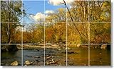 IMAGE OF River Picture Tile Mural R033. 17x21.25 inches using (20) 4.25x4.25 ceramic tiles.