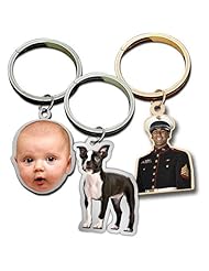 Photo Engraved Outlined Key Chain - Solid 14K, 10k, Yellow Or Sterling Silver