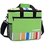 MIER 24-can Large Capacity Soft Cooler Tote Insulated Lunch Bag Green Stripe Outdoor Picnic Bag