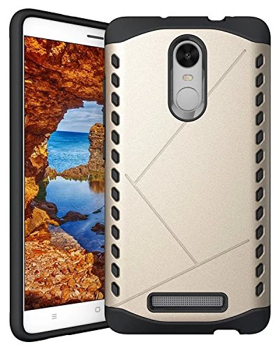 Xiaomi Redmi Note 3 / Note3 Case, Helianton [Drop Protection] Dual Layer Hard PC Cover + TPU Silicone Hybrid [Shock Absorption] Thin Bumper Protective Fit Case (Armor Gold)