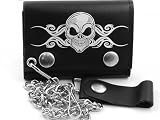 Death Skull Genuine Leather Chain Wallet #18