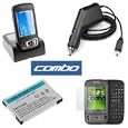 AT&T HTC 8925 Tilt Smartphone Accessory Bundle - 3-In-1 USB Hot Sync Charging Cradle with Spare Battery Charger Slot + Standard Lithium-Ion Battery + Car Charger with Ic Chip + Premium Reusable LCD Screen Guard Protector with Lint Cleaning Cloth By Ikross