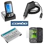 AT&T HTC 8925 Tilt Smartphone Accessory Bundle - 3-In-1 USB Hot Sync Charging Cradle with Spare Battery Charger Slot + Standard Lithium-Ion Battery + Car Charger with Ic Chip + Premium Reusable LCD Screen Guard Protector with Lint Cleaning Cloth By Ikross