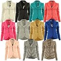 Mardela New Womens 5 Button Front Ponte Bold Shoulder Ladies Blazer Jacket Coat