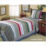 Vintage Stripes 3 Piece Childrens Full Bedding Set by Hallmart Collectibles ....
