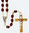 14" Silver Tone Rosary with 4.7mm Brown Wood Beads, Mary Centerpiece, and Brown Crucifix - MADE IN ITALY 14" Silver Tone Rosary with 4.7mm Brown Wood Beads, Mary Centerpiece, and Brown Crucifix - MADE IN ITALY
