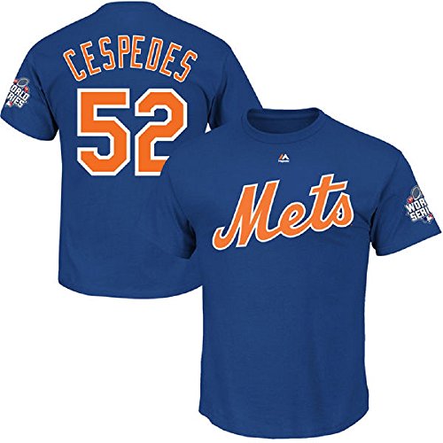 Yoenis Cespedes New York Mets #52 MLB Men's 2015 World Series Player T-shirt Blue (Xlarge)
