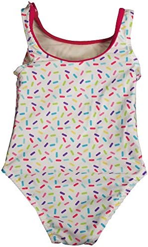 Bunz Kidz - Baby Girls Sprinkles 1 Piece Swimsuit, White, Multi 35184-18Months