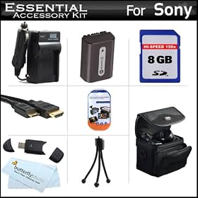8GB Accessories Kit For Sony Cyber-Shot DSC-HX100V, DSC-HX200V Digital Camera Includes 8GB High Speed SD Memory Card + Extended (1000mAh) Replacement NP-FH50 Battery + Ac/Dc Travel Charger + Deluxe Case + Mini HDMI Cable + USB Reader + Mini Tripod + More