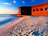 Fort Jefferson and Beach at Sunset, Garden Key, Dry Tortugas National Park, Florida Art Photographic Poster Print by Eddie Brady, 12x9