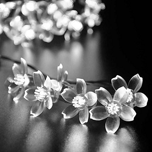 WEESDON 16.4ft 20 LED Sakura Solar String Lights Outdoor for Gardens Homes Wedding Christmas Party Decoration Waterproof (White)