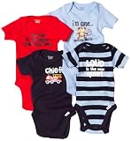 Gerber Baby- boys Newborn 4 Pack Attitude Onesie, Blue, 0-3 Months