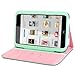 GMYLE(R) Wallet Case Classic for Barnes & Noble Nook HD 7 - Mint Green & Pink Cross Pattern PU Leather Slim Stand Case Cover (with Card Slots and Money Pocket)