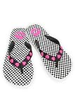 Black And White Checkered Kiss Flip Flops