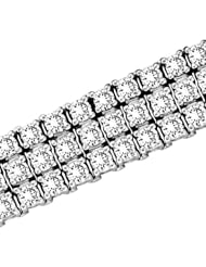 9.00ct 3 Row Diamond Bracelet 7 Inch 14k Gold Double Safety Lock H-J SI-I Quality