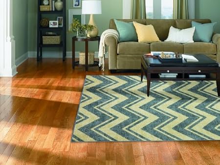  60-Inch by 96-Inch Area Rug, Stripe Chevron, Blue