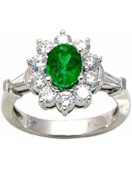 14K White Gold Emerald and Diamond Ring -- LIFETIME WARRANTY