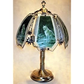 6-Panel Antique Brass Touch Lamp by Lifestyle Lighting