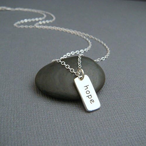 sterling silver hope charm necklace. simple inspirational quote jewelry by limegreenmodern