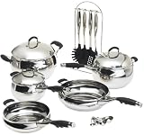 Edge Cookware 17-Piece Stainless-Steel Cookware Set with Silicone Handles