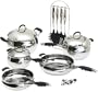 Edge Cookware 17-Piece Stainless-Steel Cookware Set with Silicone Handles
