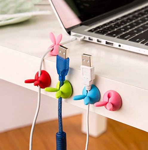 4pc Rabbit Cable Drop Clip Diac Desk Tidy Organiser Wire Cord USB Charger Holder