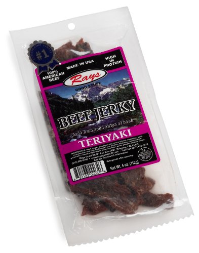 Rays Good Stuff Beef Jerky, Teriyaki, 4-Ounce Packages (Pack of 3) by Rays Good Stuff