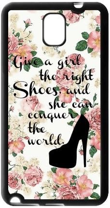 Vintage Floral Give A Girl The Right Shoes And She Can Conquer The World Rubber Cell Phone Cover Case for SamSung Galaxy Note 3,Note iii Cases