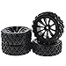 JIUWU 4 x Off-Road Wheels 12MM Hex Tires Crossing Tyre for RC 1:10 Cars Black