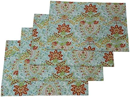 Zahara Flowers and Vines Design Water Repellent Placemats 13" X 19" Set Of 4