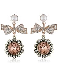 Betsey Johnson "Vintage Bows" Crystal Bow and Gem Drop Earrings
