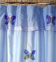Butterfly Blue Fabric Shower Curtain