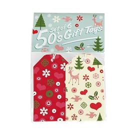 Pack of 6 50's Christmas Gift Tags