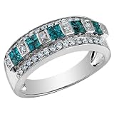 White and Blue Diamond Cocktail Ring 2/3 Carat (ctw) in 14K White Gold