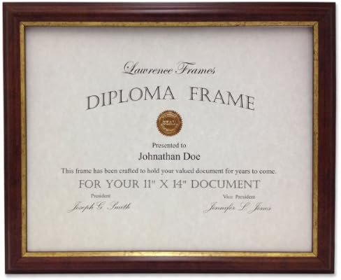 Lawrence Frames 185111 Walnut and Gold Document Picture Frame, 11 by 14-Inch