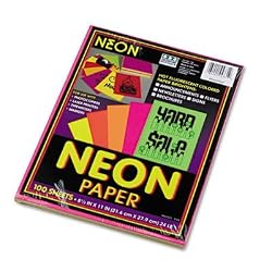 Pacon Neon Bond Copy Paper, 24 lb, Letter, Five Assorted Colors, 100 Sheets (104331)