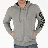 Bench Mens Rated Jersey Lined Zip Hooded Knit Top Grey