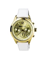 Michael Kors Womens Gold Tone White Leather Strap Watch Mk5285