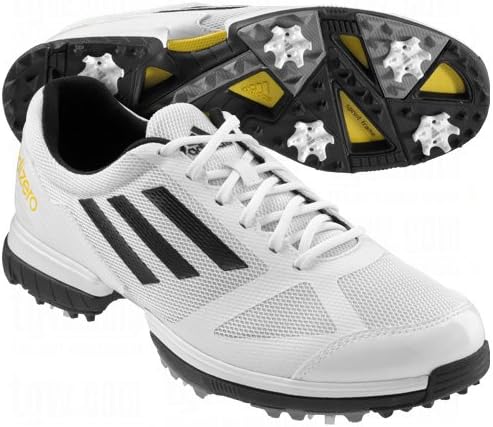 adidas Men's Adizero Sport Golf Shoe,Running White/Black/Vivid Yellow,10.5 M US