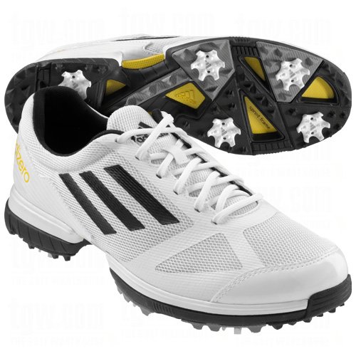 adidas Men's Adizero Sport Golf Shoe,Running White/Black/Vivid Yellow,10.5 M US