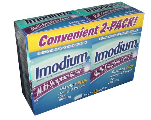 Imodium Multi Symptom Relief Diarrhea Plus Antidiarrheal and Anti gas 30 Caplet Box (Pack of 2)