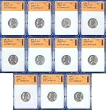 Complete Silver War Nickel Set 1942-1945 P-D-S SGS Certified