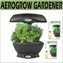 AeroGrow AeroGarden Ultimate Kitchen Gardener (SpaceSave 6) with a 6-Pod Gourmet Herb Seed Kit (Color: Black), and an additional 6-Pod Gourmet Herb Seed Kit Holiday Promo Special