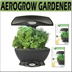 AeroGrow AeroGarden Ultimate Kitchen Gardener (SpaceSave 6) with a 6-Pod Gourmet Herb Seed Kit (Color: Black), and an additional 6-Pod Gourmet Herb Seed Kit Holiday Promo Special
