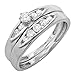 Sterling Silver Round White Diamond Engagement Bridal Ring Set Matching Anniversary Band 1/2 CT (0.50 CT, I-J Color, I1-I2 Clarity)