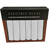 Geoffrey Beene Valet of 6 Handkerchiefs 100% Cotton White Gift Box Set