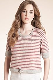 Angel Scoop Neck Striped Sweat Top