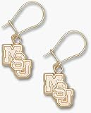 Mississippi State Bulldogs 3/8 Diagonal MSU Dangle Earrings - 10KT Gold Jewelry